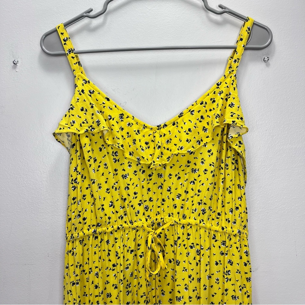 Torrid Mustard Yellow Floral Challis Ruffle V Neck Sleeveless Dress Size 1X - Picture 5 of 10